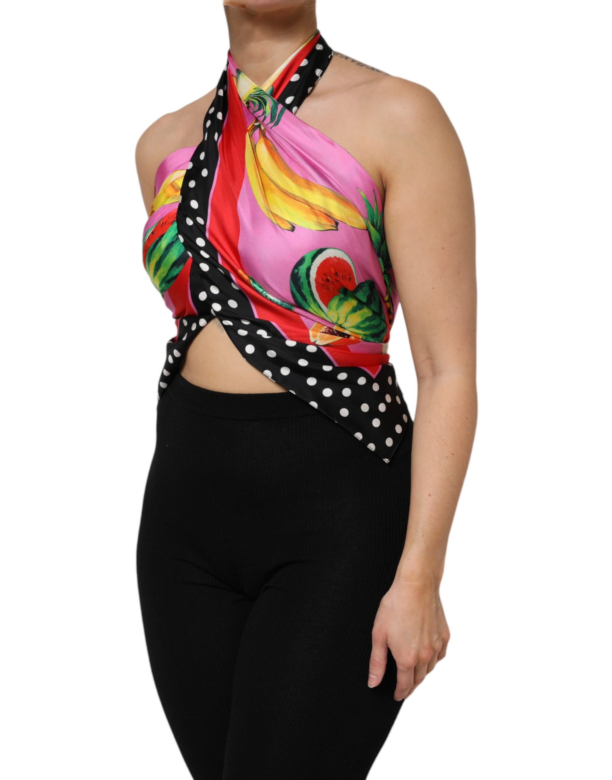 Dolce & Gabbana Multicolor Halter Party Evening Cropped Top Dolce & Gabbana