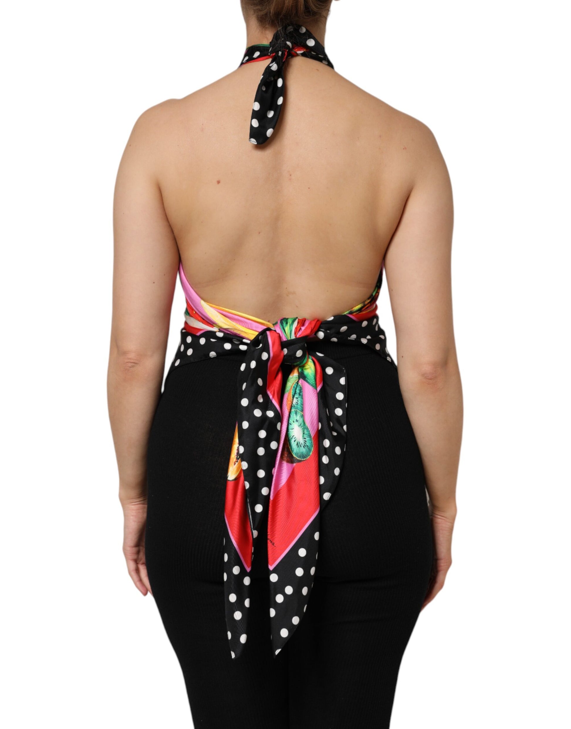 Dolce & Gabbana Multicolor Halter Party Evening Cropped Top Dolce & Gabbana