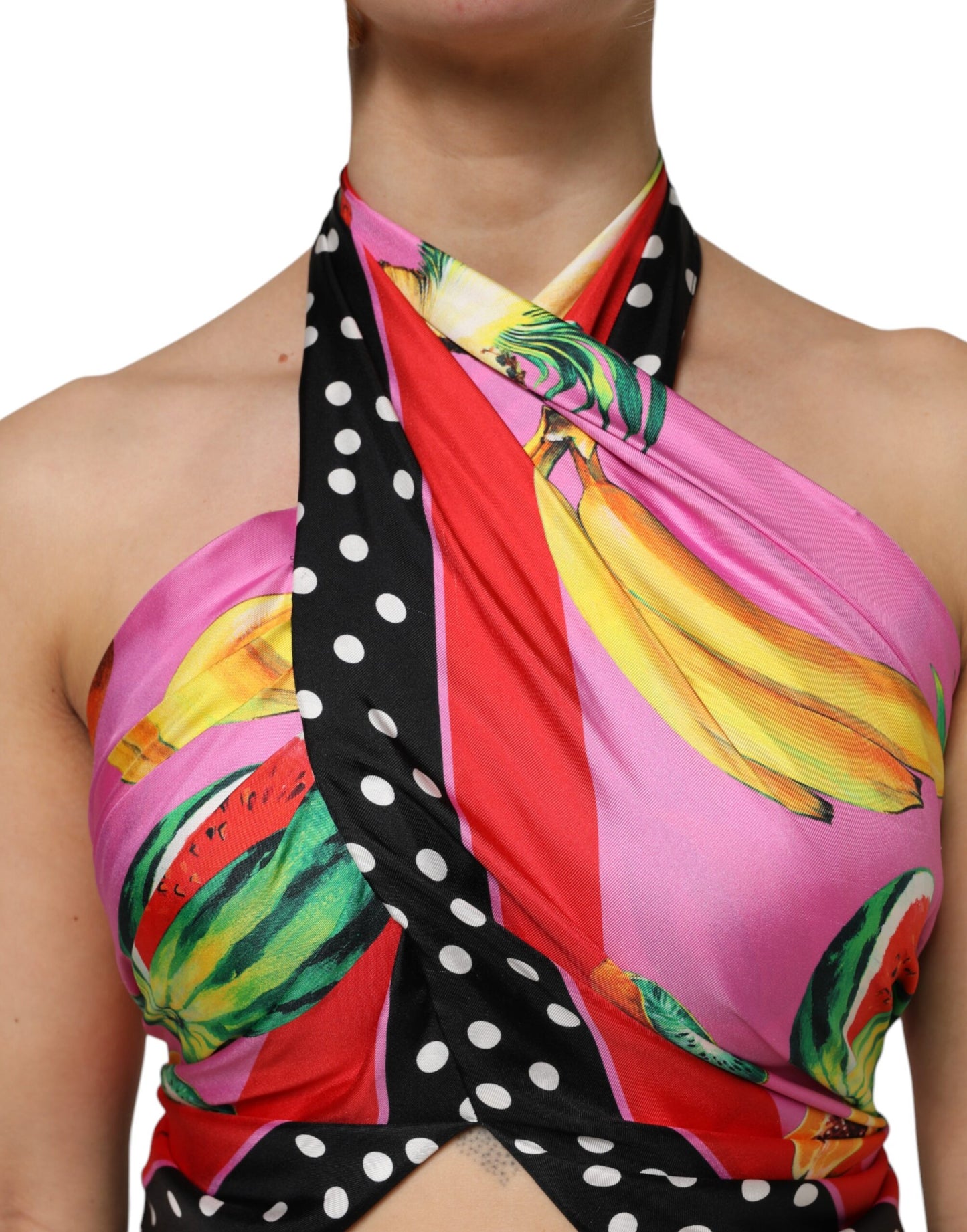 Dolce & Gabbana Multicolor Halter Party Evening Cropped Top Dolce & Gabbana