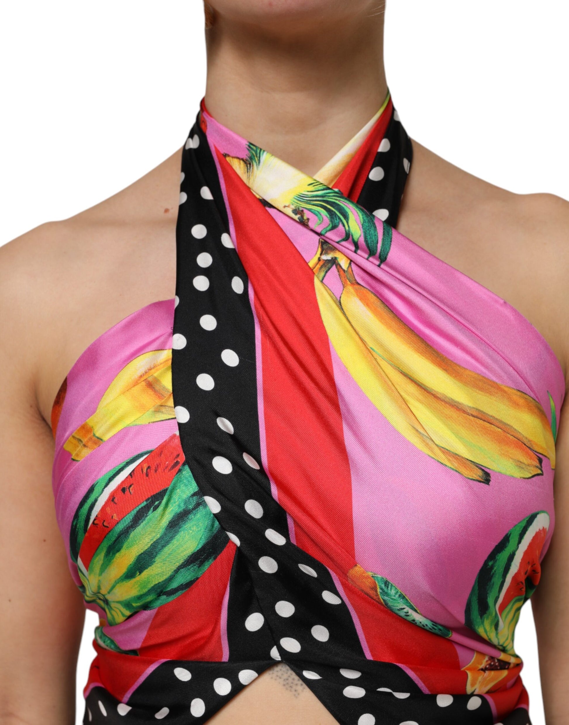 Dolce & Gabbana Multicolor Halter Party Evening Cropped Top Dolce & Gabbana