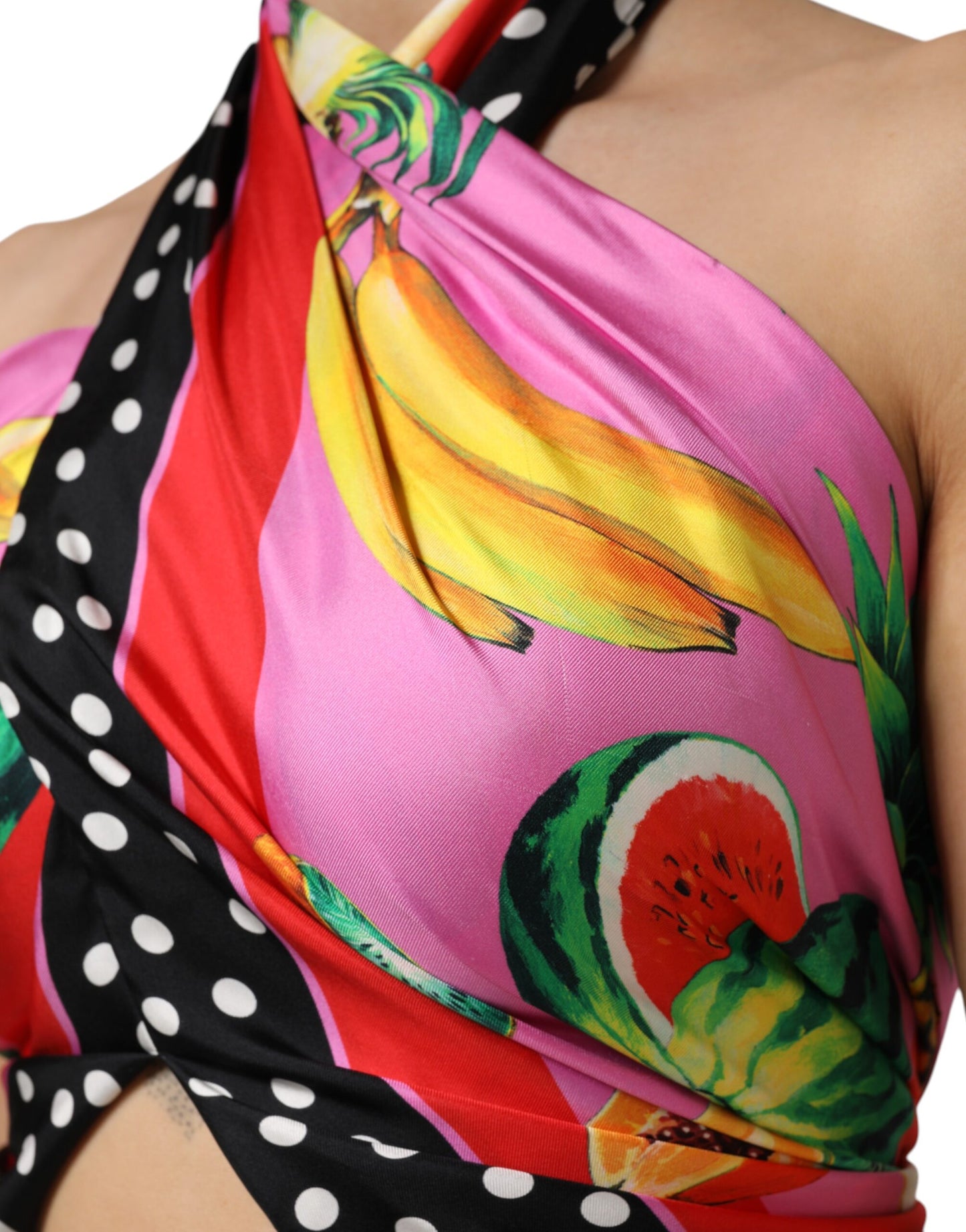 Dolce & Gabbana Multicolor Halter Party Evening Cropped Top Dolce & Gabbana