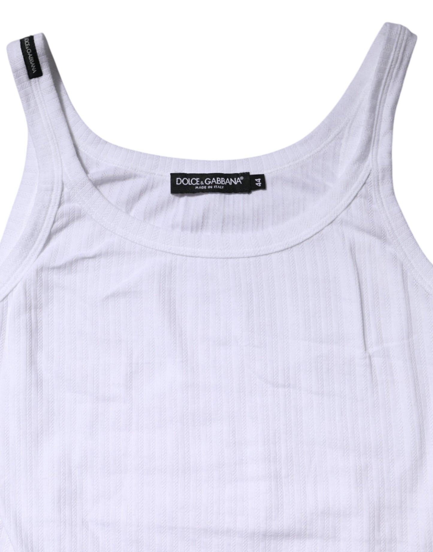 Dolce & Gabbana White Cotton Round Neck Sleeveless Tank Top Dolce & Gabbana