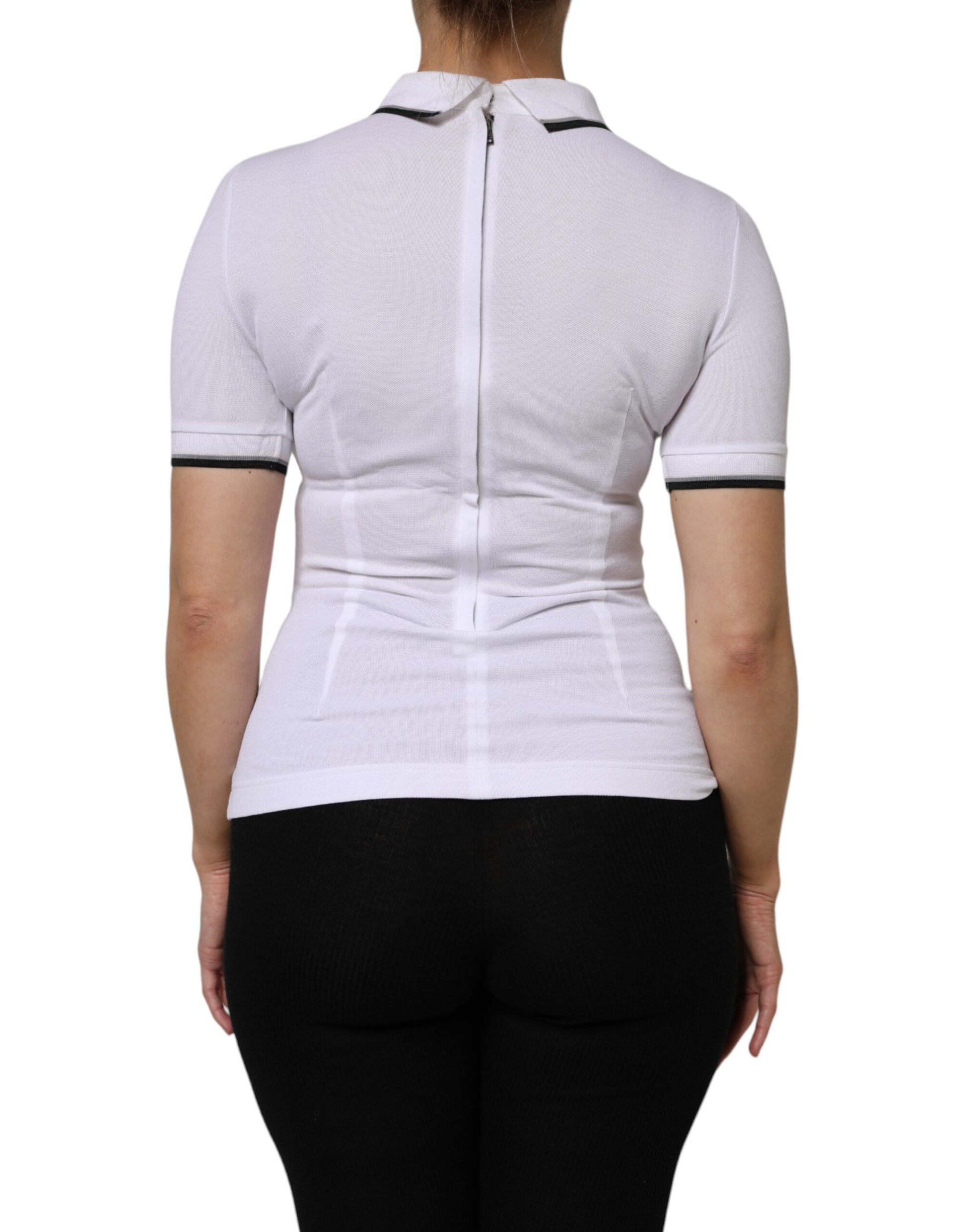 Dolce & Gabbana White Cotton Short Sleeves Collared Polo Top Dolce & Gabbana