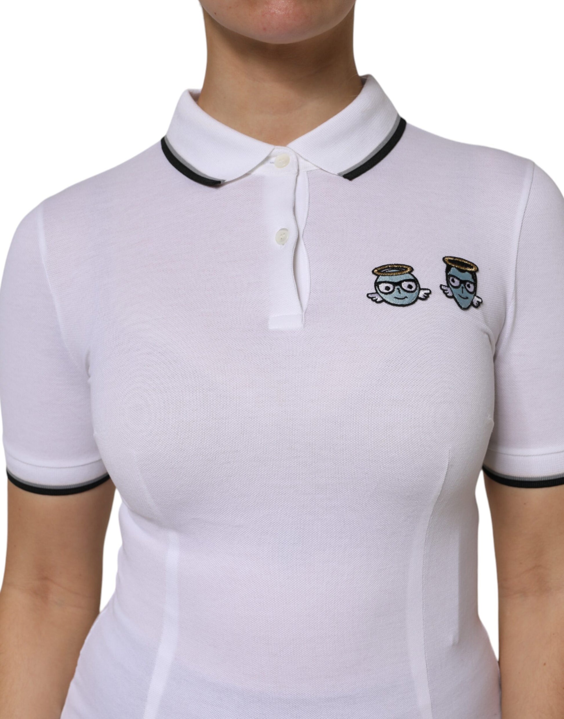 Dolce & Gabbana White Cotton Short Sleeves Collared Polo Top Dolce & Gabbana