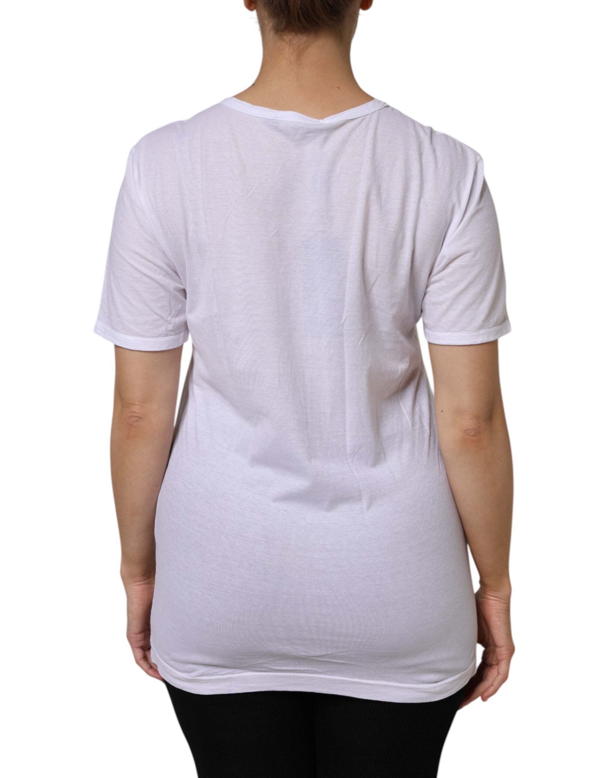 Dolce & Gabbana White Cotton Short Sleeves V-Neck Top T-shirt Dolce & Gabbana