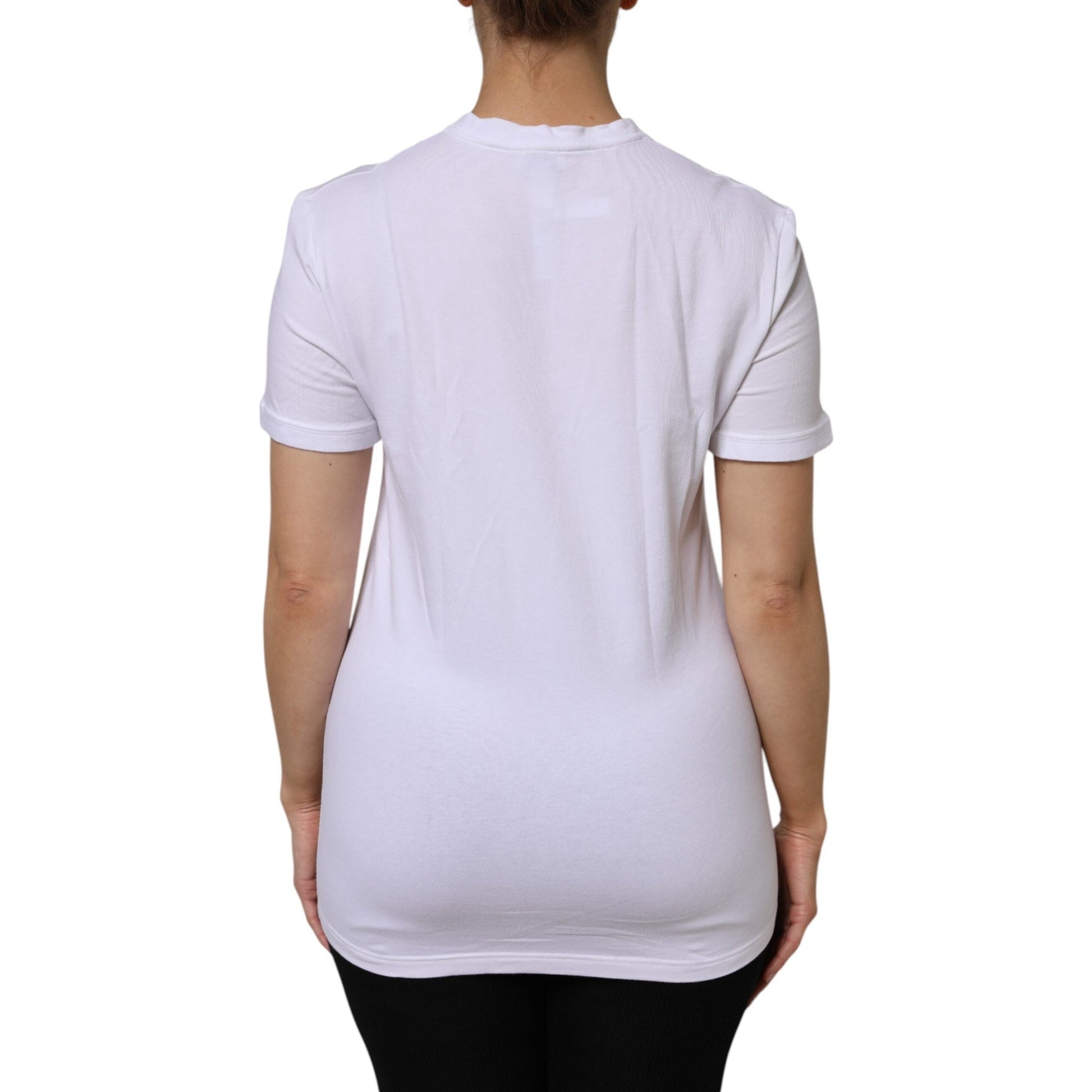 Dolce & Gabbana White Cotton Short Sleeves V-Neck Top T-shirt