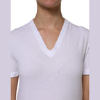 Dolce & Gabbana White Cotton Short Sleeves V-Neck Top T-shirt