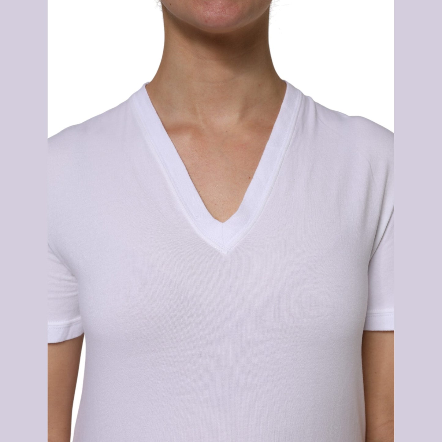 Dolce & Gabbana White Cotton Short Sleeves V-Neck Top T-shirt