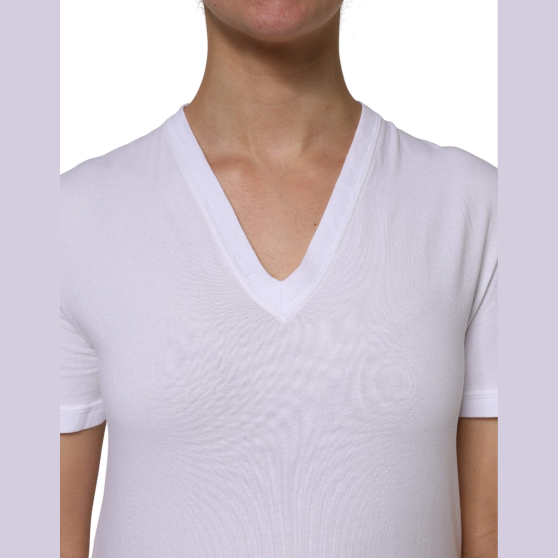 Dolce & Gabbana White Cotton Short Sleeves V-Neck Top T-shirt