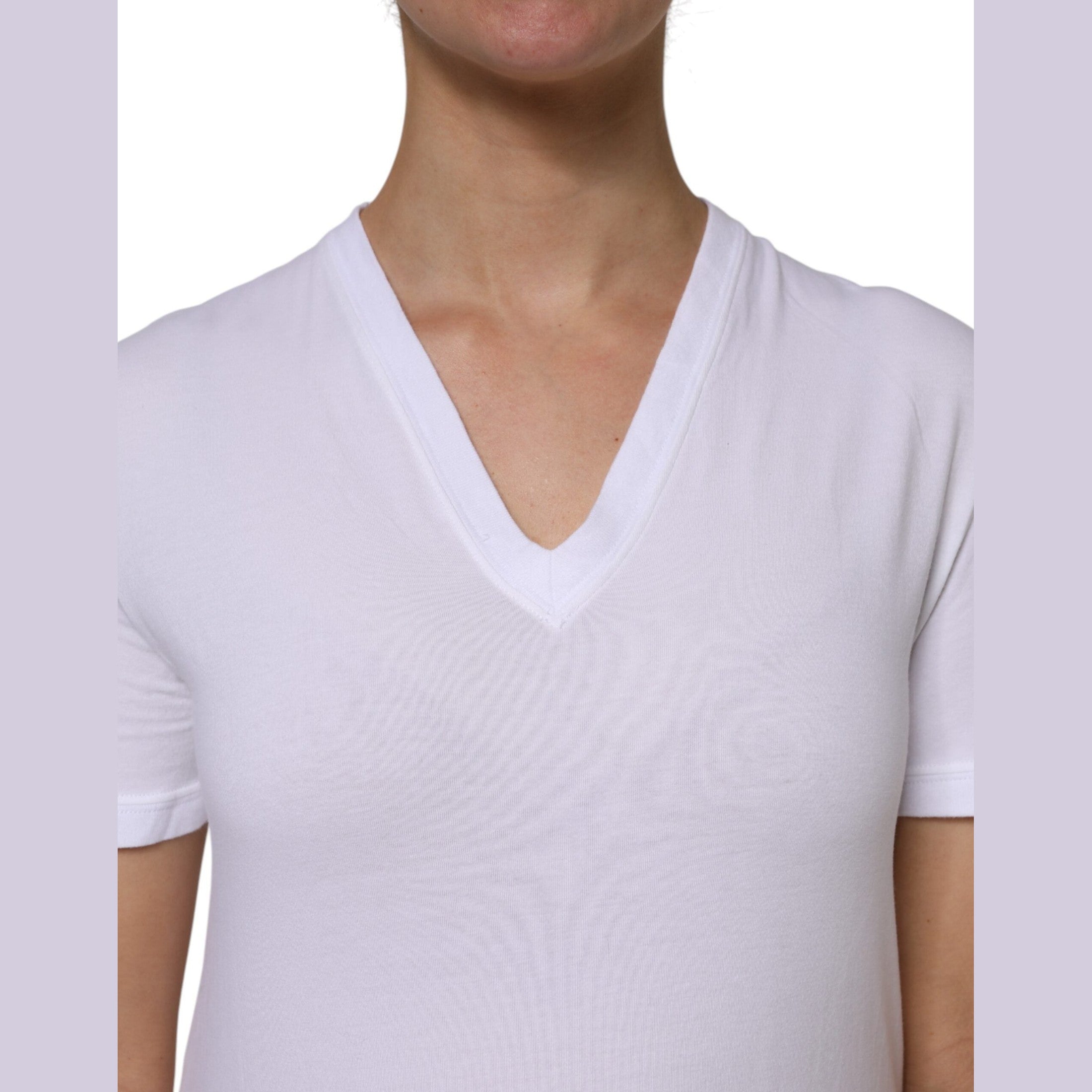 Dolce & Gabbana White Cotton Short Sleeves V-Neck Top T-shirt