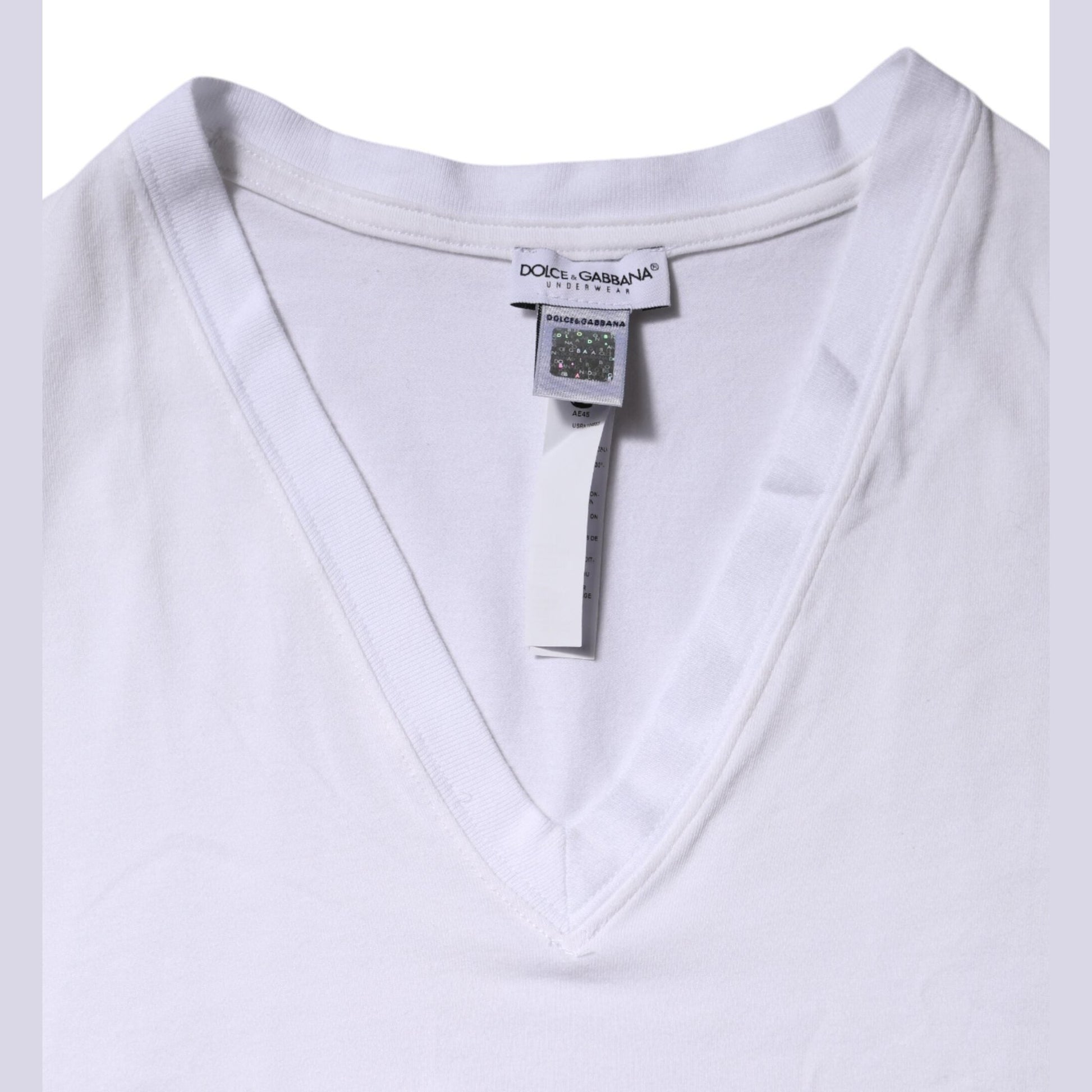 Dolce & Gabbana White Cotton Short Sleeves V-Neck Top T-shirt