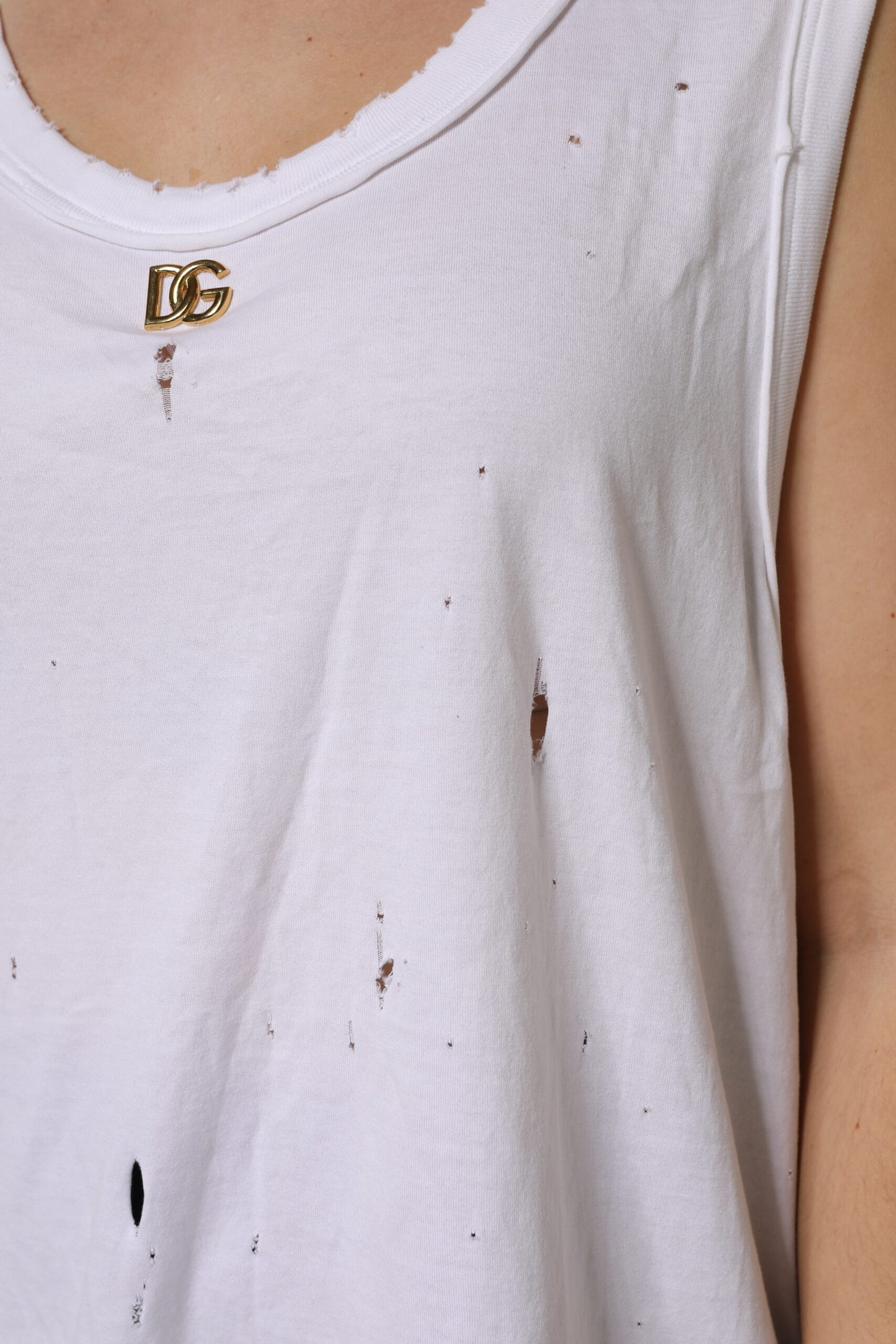 Dolce & Gabbana White Cotton Sleeveless Round Neck Tank Top Dolce & Gabbana