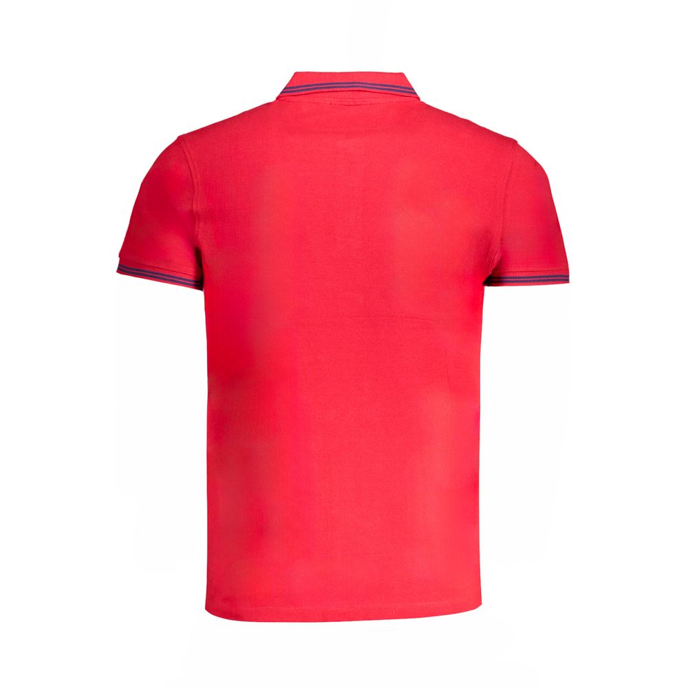 Red cotton men's polo shirt by Cavalli Class, featuring a classic collar and short sleeves, displayed on a neutral background.