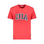 Red cotton men's T-shirt by Fila featuring a classic crew neck and casual fit.