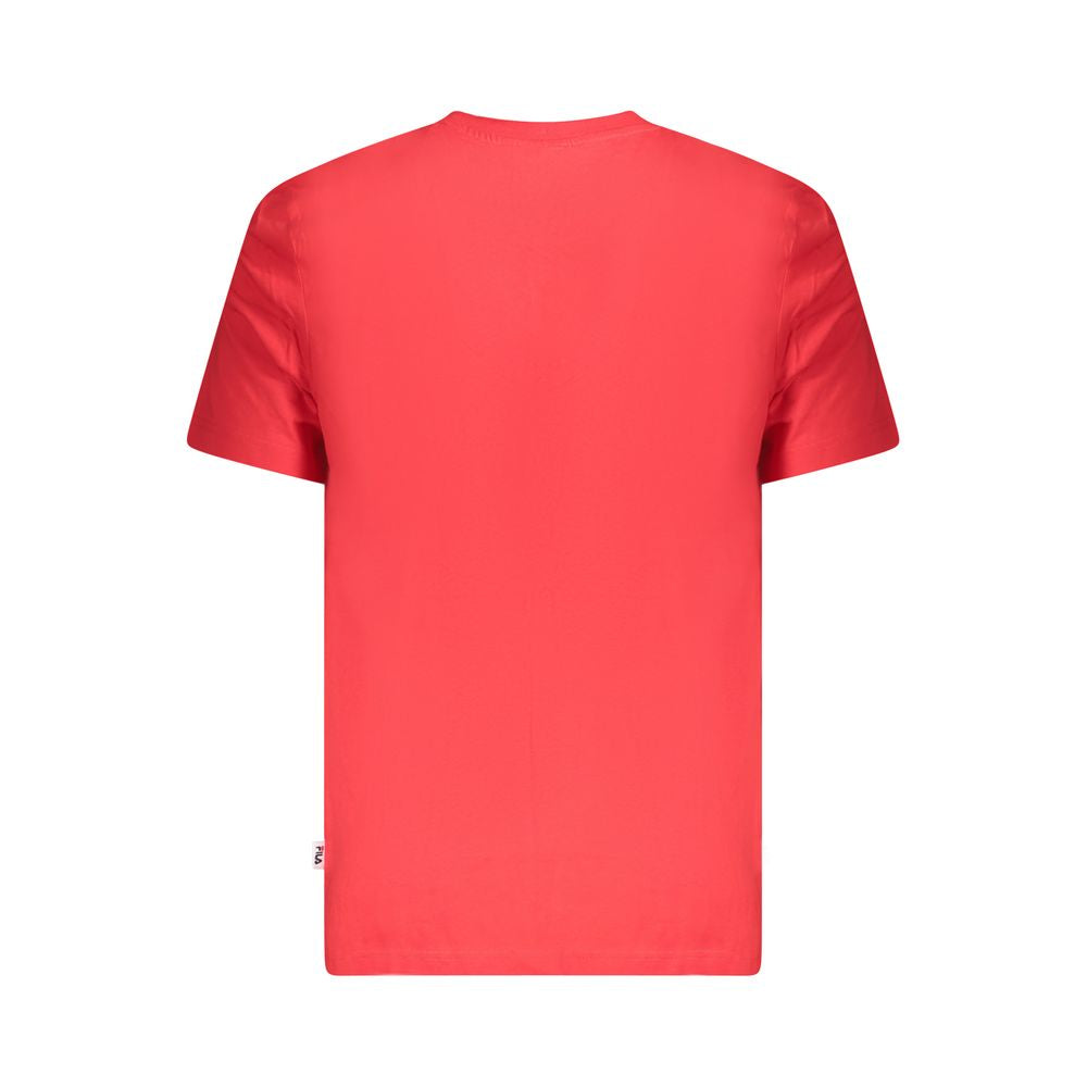 Red cotton men's T-shirt by Fila, featuring a classic fit and branding logo on the chest.