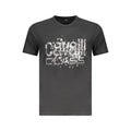 Black Cavalli Class cotton men's T-shirt with a classic fit and crew neckline, shown on a plain background.