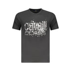 Black Cavalli Class cotton men's T-shirt with a classic fit and crew neckline, shown on a plain background.