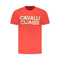Red cotton men's T-shirt by Cavalli Class, featuring a classic crew neck and casual fit.