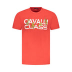 Red cotton men's T-shirt by Cavalli Class, featuring a classic crew neck and casual fit.