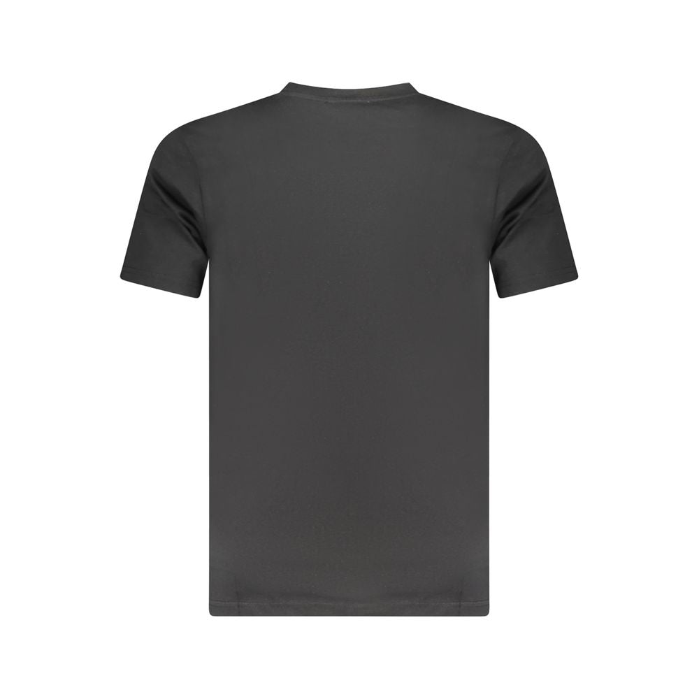 Black cotton men's T-shirt by Cavalli Class with a simple crew neckline and fitted style, displayed on a plain background.