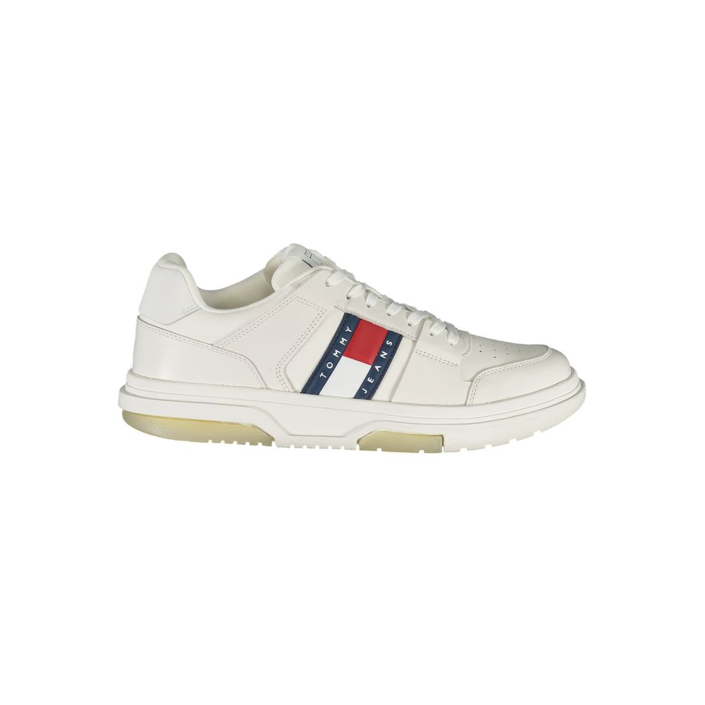 Tommy Hilfiger Bianco Poliuretano men's sneaker with white design and logo details, casual athletic footwear for everyday wear.