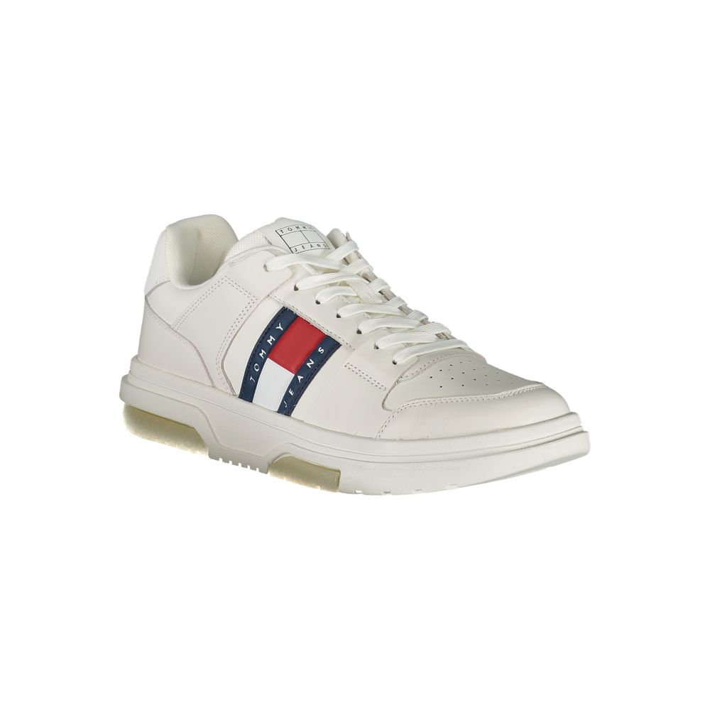 Tommy Hilfiger Bianco poliuretano men's sneaker with white design and casual style, featuring laces and logo accents.