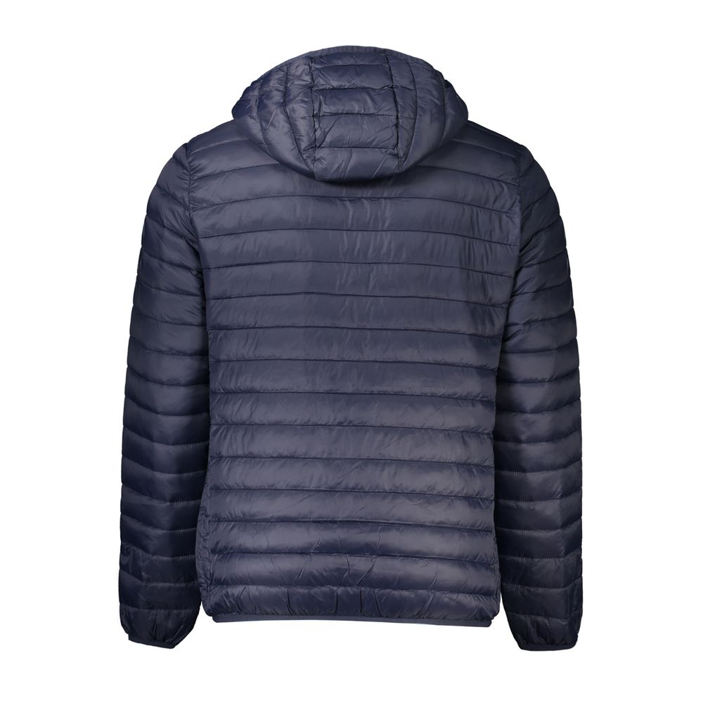 Blue polyamide men's jacket by Cavalli Class, showing the sleek design and lightweight fabric suitable for casual wear.