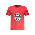 North Sails Rosso cotton men's T-shirt displayed flat, showing the casual crew neck design and soft red fabric.