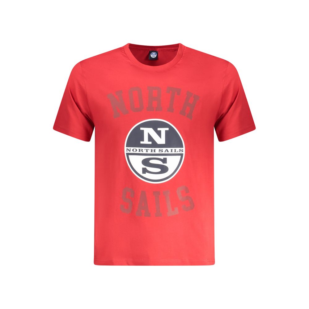 North Sails Rosso cotton men's T-shirt showing a casual fit with short sleeves and a classic crew neck design.