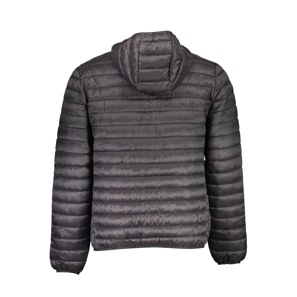 North Sails black polyamide men's jacket displayed, featuring a sleek design and lightweight fabric for casual wear.