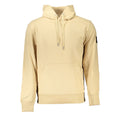Beige cotton men's sweatshirt by Calvin Klein, featuring a classic crewneck and minimal branding, displayed on a neutral background.