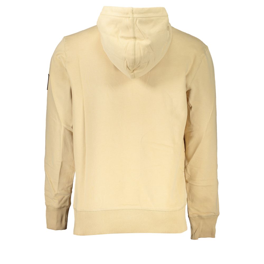 Calvin Klein Beige Brushed Cotton Hoodie with Central Pocket Calvin Klein