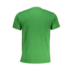 Cavalli Class Verde cotton men's T-shirt in green with a classic fit and round neckline, displayed on a plain background.