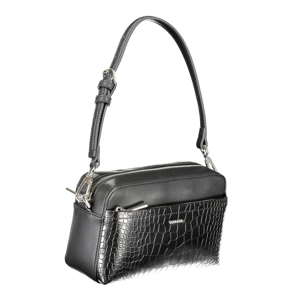 Calvin Klein Nero poliuretano donna borsa with sleek design and structured shape, featuring black material and silver hardware.