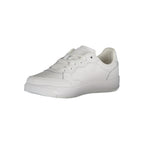 White Tommy Hilfiger men's sneaker made of polyurethane with a sleek design and casual style.