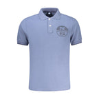 North Sails Blu Cotton Men's Polo shirt with collar, short sleeves, and logo detail, displayed on a plain background.
