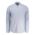 North Sails Azzurro cotton men's shirt displayed on a hanger with a classic collar and button front.