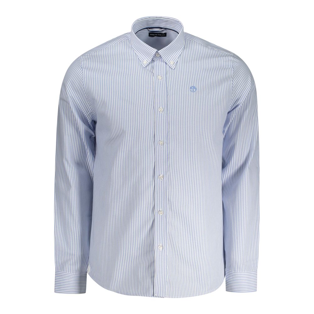 North Sails Azzurro cotton men's shirt displayed on a hanger with a classic collar and button front.