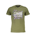 Cavalli Class Verde cotton men's T-shirt with short sleeves and round neckline, featuring a casual fit and clean design.
