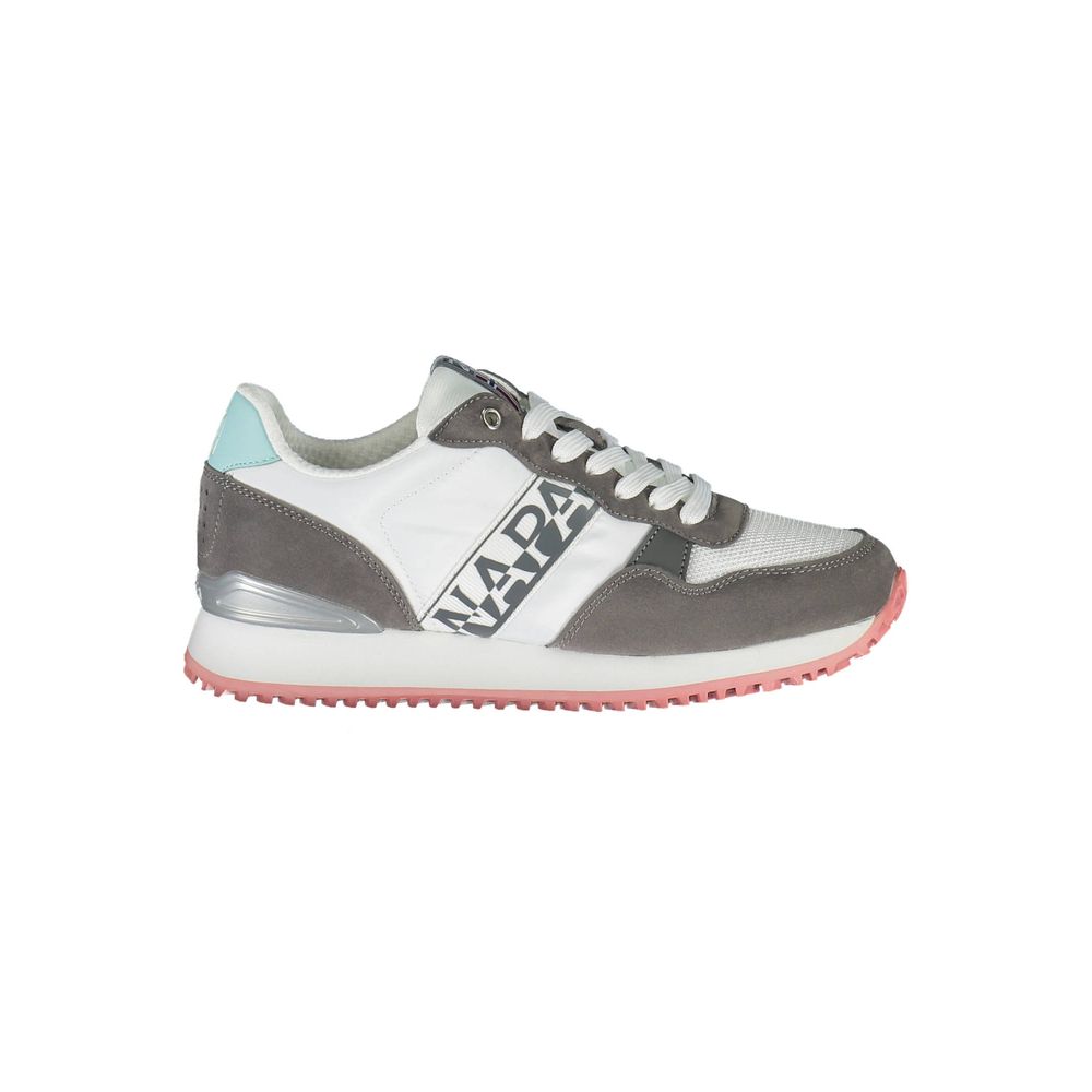 White Napapijri polyester women’s sneaker with sleek design and comfortable fit, featuring stylish laces and cushioned sole.