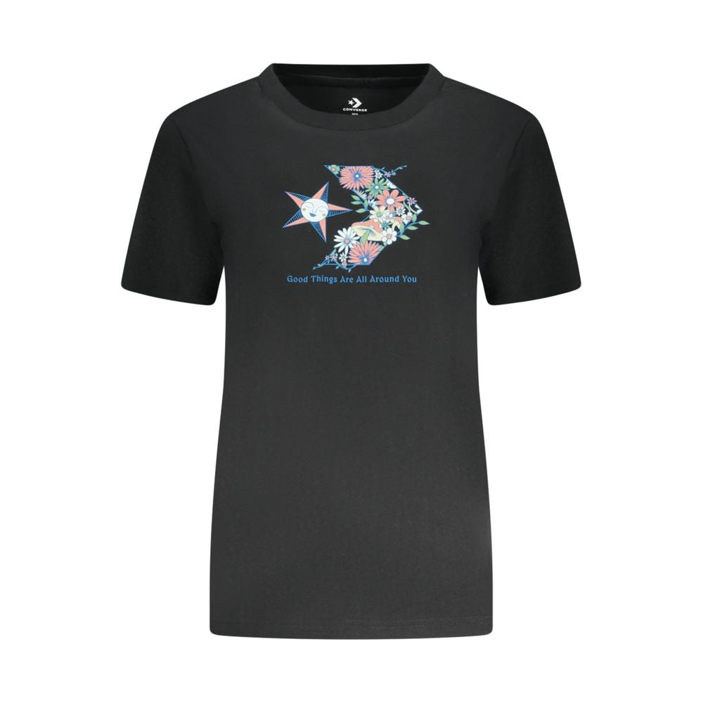 Converse Black Cotton Women T-Shirt Converse