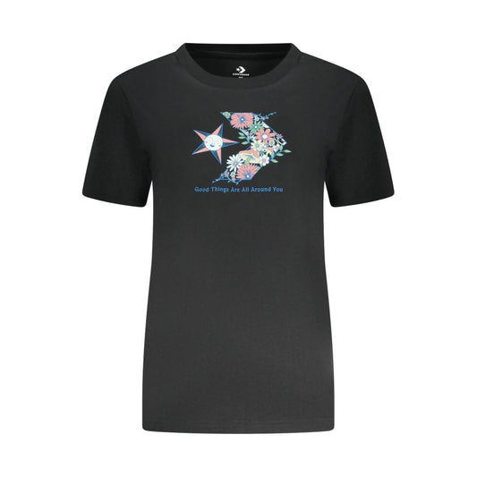 Converse Black Cotton Women T-Shirt Converse