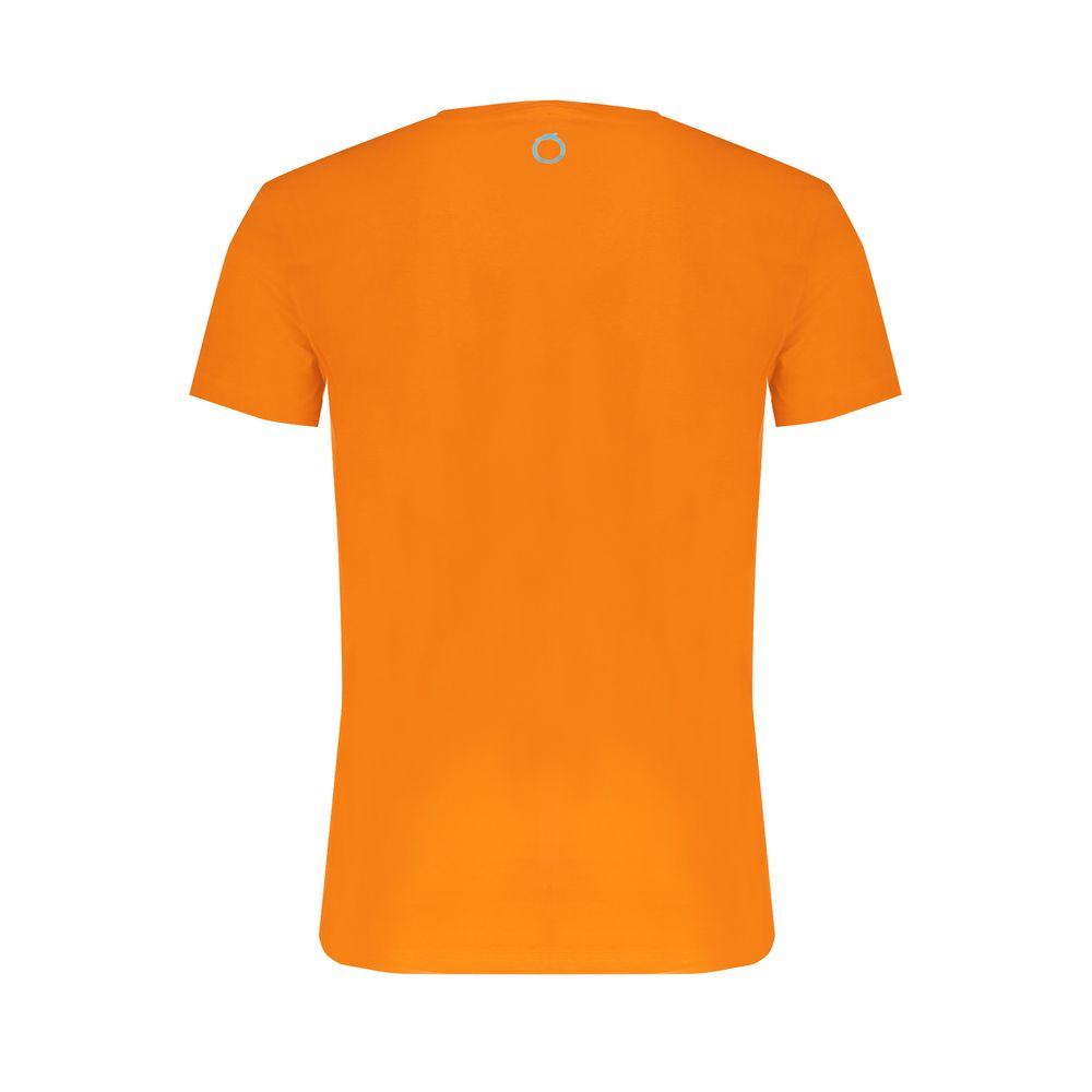 Trussardi orange cotton men's T-shirt with a classic fit and round neckline, shown in a close-up front view.