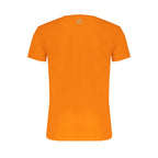Trussardi orange cotton men's T-shirt with a classic fit and round neckline, shown in a close-up front view.