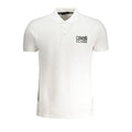 Cavalli Class Bianco Cotton men's polo shirt with a classic collar and short sleeves, displayed flat on a white background.