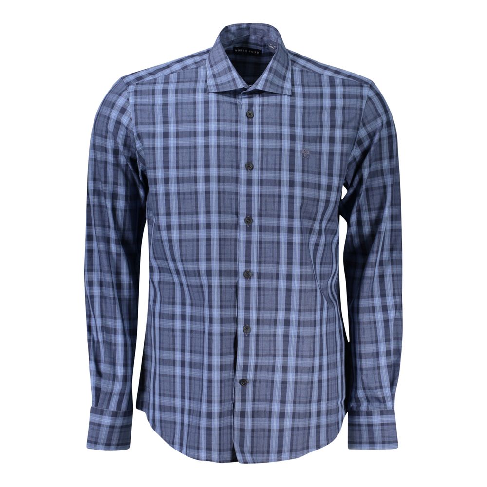 North Sails Azzurro cotton men's shirt, featuring a classic design with a collar and button closure, in light blue fabric.