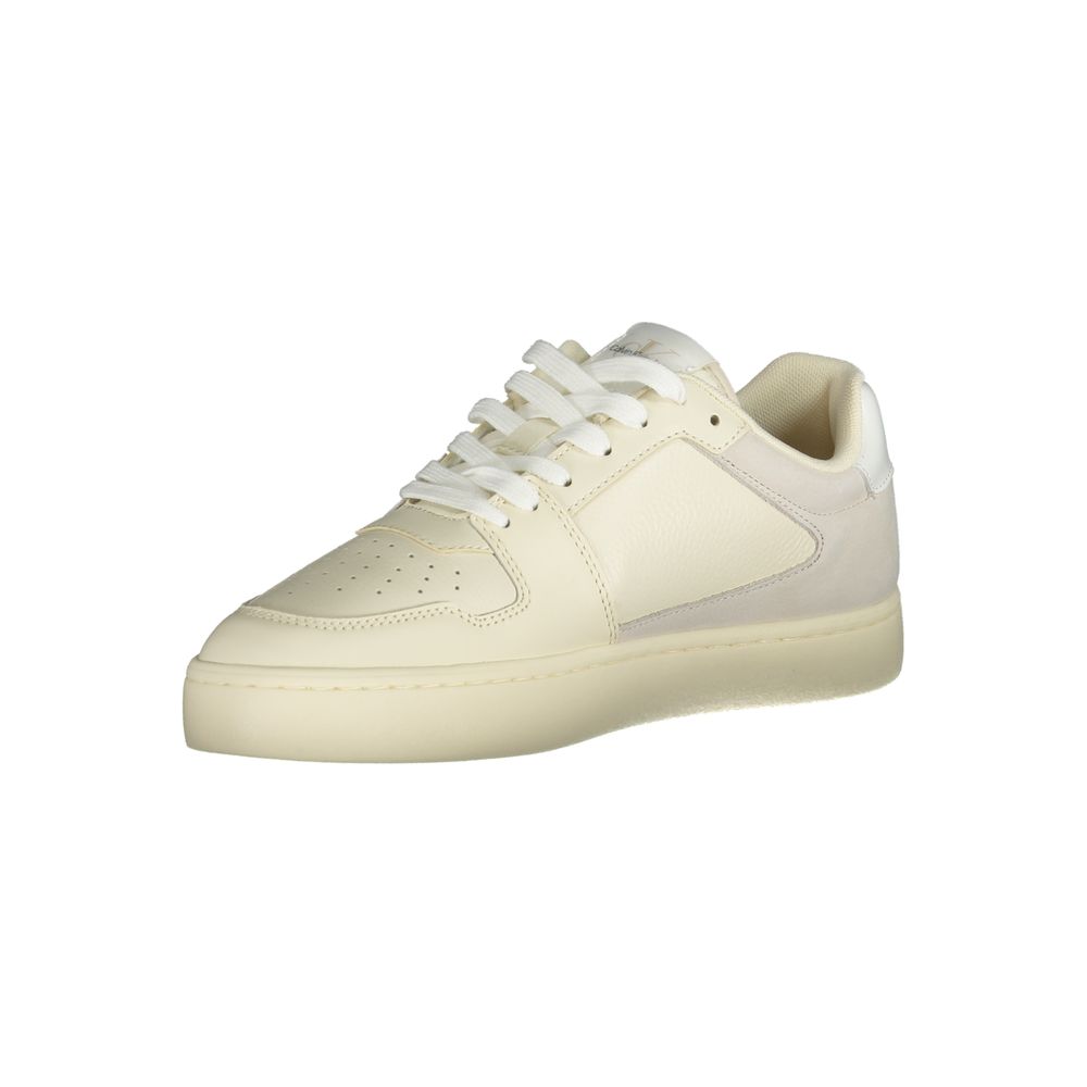 Calvin Klein Bianco men's polyurethane sneakers with white design and sleek sporty style.