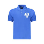 North Sails blue cotton men's polo shirt displayed flat, showcasing the classic collar and short sleeves.