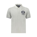North Sails Grigio cotton men's polo shirt displayed on a hanger, showcasing the classic collar and short sleeves.