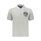 North Sails Grigio cotton men's polo shirt displayed on a hanger, showcasing the classic collar and short sleeves.